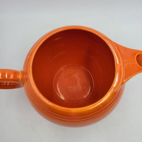Mid Century Modern Orange Teapot Fiesta Ceramic Porcelain Top Handle Spout - Picture 6 of 10